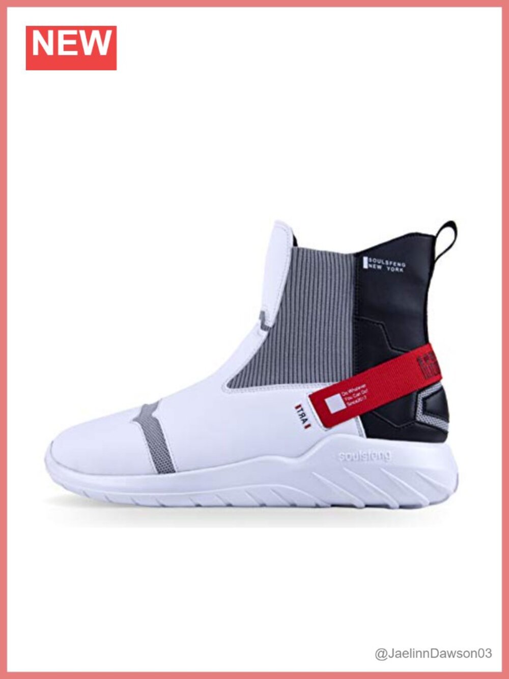 Soulsfeng High Top Sneakers Leather Reflective Non Slip Walking Shoes